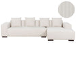 Left Hand Corner Sofa Off-White Corduroy L-Shaped 4 Seater Jumbo Cord with Throw Pillows Modern Design Beliani