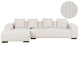 Right Hand Corner Sofa Off-White Corduroy L-Shaped 4 Seater Jumbo Cord with Throw Pillows Modern Design Beliani