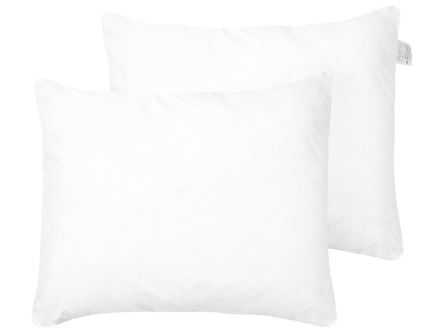 Two Bed Pillow White Microfibre Cover Polyester Filling 50 x 60 cm High Profile Soft Beliani