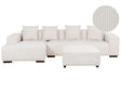 Right Hand Corner Sofa with Ottoman Off-White Corduroy L-Shaped 4 Seater Jumbo Cord with Throw Pillows Modern Design Beliani