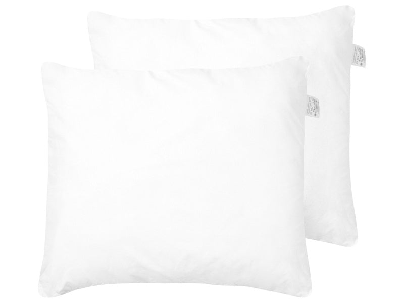 Two Bed Pillow White Microfibre Cover Polyester Filling 80 x 80 cm High Profile Soft Beliani