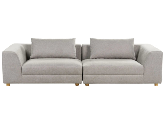 Sofa Fabric Light Grey Polyester Upholstery Couch 3 Seater Cushioned Armrests Living Room Modern Comfortable Cosy Beliani
