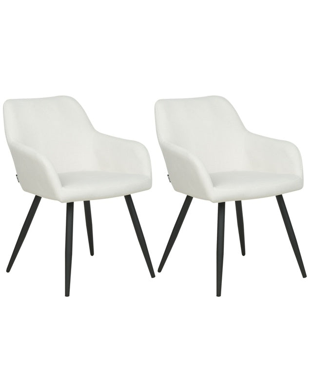 Set of 2 Dining Chairs Off-White Velvet Fabric Seats Metal Legs for Dining Room Kitchen Beliani