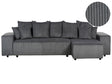 Left Hand Corner Sofa Dark Grey Corduroy 3 Seater Extra Scatter Cushions Modern Living Room Beliani