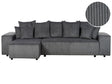 Right Hand Corner Sofa Dark Grey Corduroy 3 Seater Extra Scatter Cushions Modern Living Room Beliani