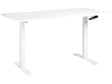 Manually Adjustable Desk White Tabletop White Steel Frame 160 x 72 cm Sit and Stand Square Feet Modern Design Office Beliani