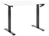 Manually Adjustable Desk White Tabletop Black Steel Frame 120 x 72 cm Sit and Stand Square Feet Modern Design Office Beliani