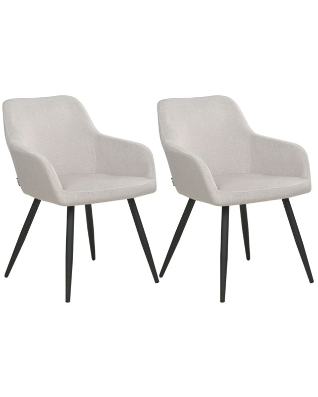 Set of 2 Dining Chairs Taupe Velvet  Fabric Seats Metal Legs for Dining Room Kitchen Beliani