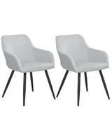 Set of 2 Dining Chairs Light Grey Velvet Fabric Seats Metal Legs for Dining Room Kitchen Beliani