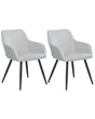 Set of 2 Dining Chairs Light Grey Velvet Fabric Seats Metal Legs for Dining Room Kitchen Beliani