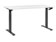 Manually Adjustable Desk White Tabletop Black Steel Frame 160 x 72 cm Sit and Stand Square Feet Modern Design Office Beliani