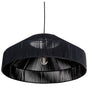 Pendant Hanging Lamp Black Cotton Rope Dome Shade Japandi Contemporary Style  Beliani