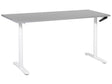 Manually Adjustable Desk Grey Tabletop White Steel Frame 160 x 72 cm Sit and Stand Round Feet Modern Design Office Beliani