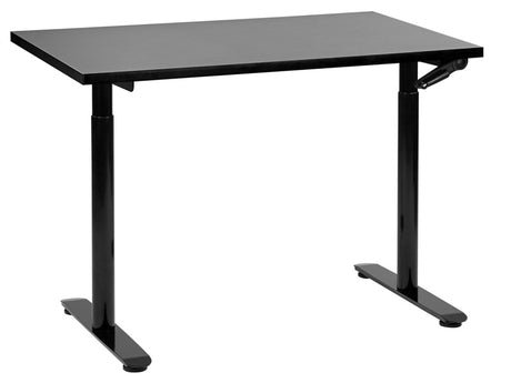 Manually Adjustable Desk Black Tabletop Black Steel Frame 120 x 72 cm Sit and Stand Round Feet Modern Design Office Beliani