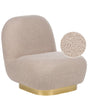 Armchair Beige Boucle Fabric Soft Gold Base Contemporary Glam Art Decor Style Beliani