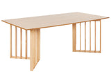 Dining Table Light Ash Wood MDF 200 x 100 cm Ash Veneer Top Modern Design Pannel Base Beliani