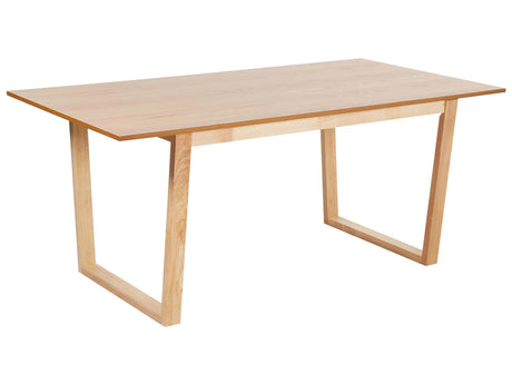 Dining Table Light Ash Wood MDF 180 x 95 cm Ash Veneer Top Modern Design Pannel Base Beliani