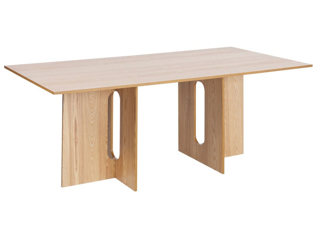 Dining Table Light Wood MDF 200 x 100 cm Ash Veneer Top Modern Design Kitchen Table Beliani