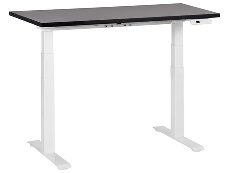 Electrically Adjustable Desk Black Tabletop White Steel Frame 120 x 72 cm Sit and Stand Square Feet Modern Design  Beliani