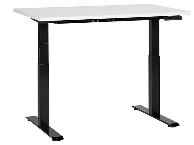 Electrically Adjustable Desk White Tabletop Black Steel Frame 120 x 72 cm Sit and Stand Square Feet Modern Design  Beliani