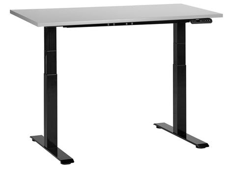 Electrically Adjustable Desk Grey Tabletop Black Steel Frame 120 x 72 cm Sit and Stand Square Feet Modern Design  Beliani