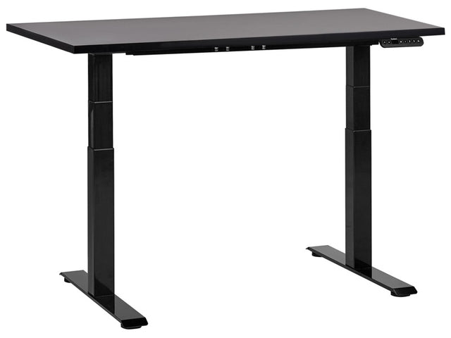 Electrically Adjustable Desk Black Tabletop Black Steel Frame 120 x 72 cm Sit and Stand Square Feet Modern Design  Beliani