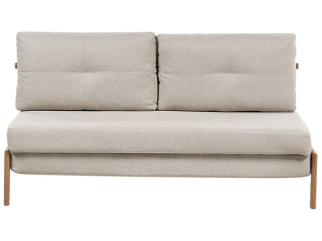 Sofa Bed Beige Fabric 2 Seater Cushions Scandinavian Beliani