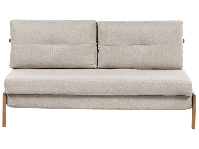 Sofa Bed Beige Fabric 2 Seater Cushions Scandinavian Beliani