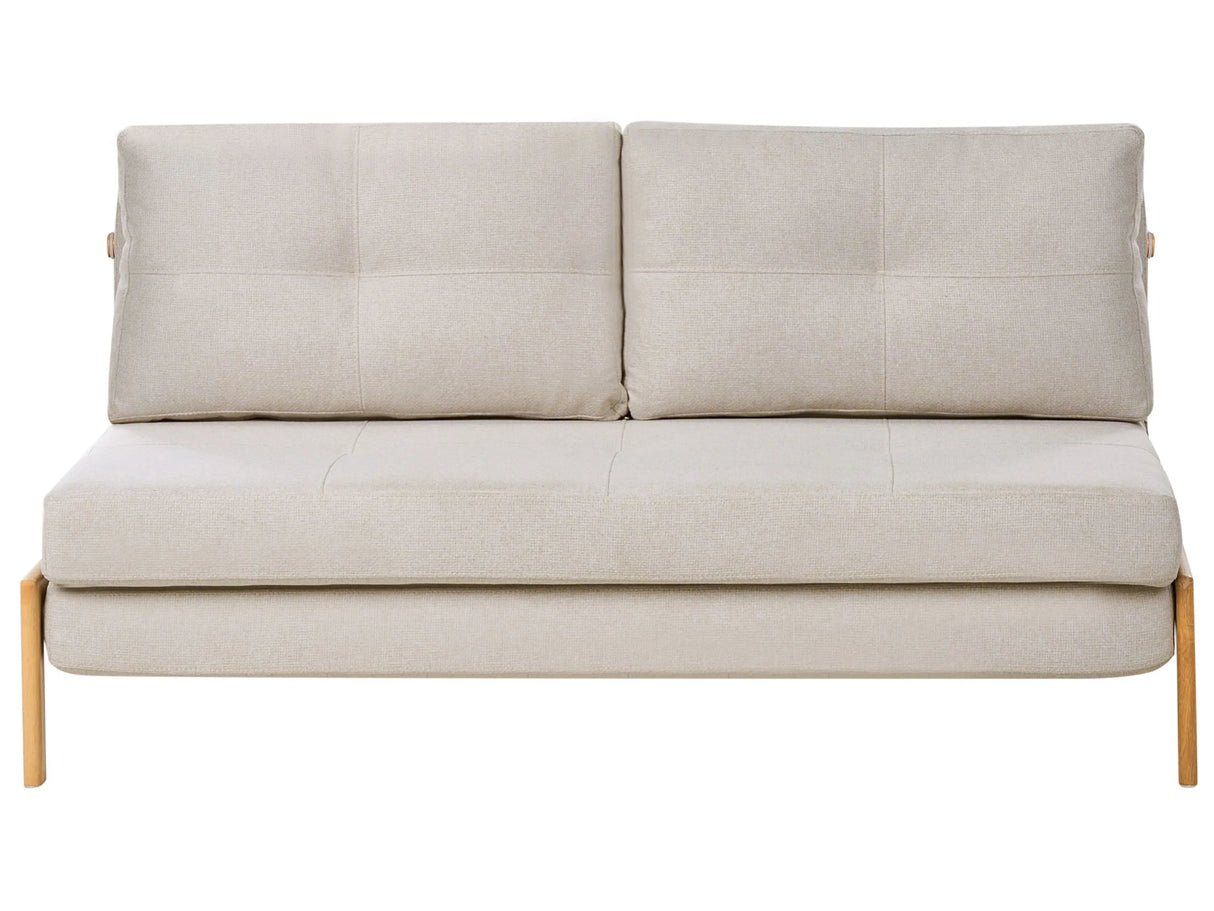 Sofa Bed Light Beige Fabric 2 Seater Cushions Scandinavian Beliani