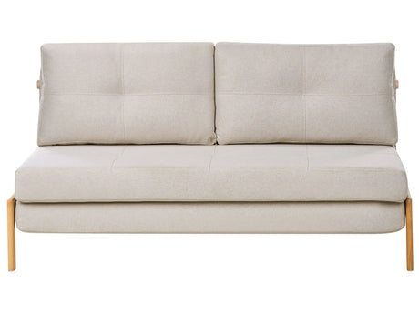 Sofa Bed Light Beige Fabric 2 Seater Cushions Scandinavian Beliani