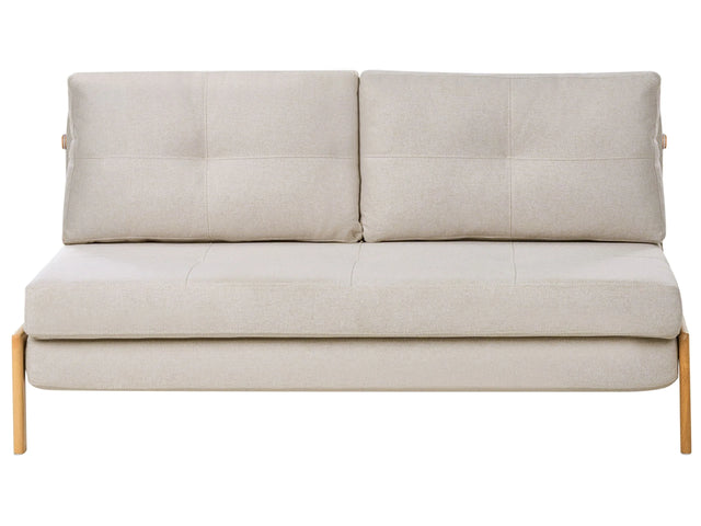 Sofa Bed Light Beige Fabric 2 Seater Cushions Scandinavian Beliani