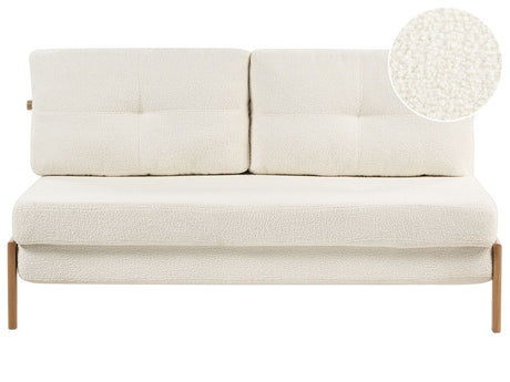 Sofa Bed White Boucle Fabric 2 Seater Cushions Scandinavian Beliani