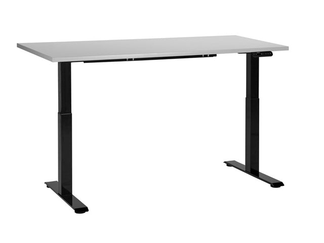 Electrically Adjustable Desk Grey Tabletop Black Steel Frame 160 x 72 cm Sit and Stand Square Feet Modern Design  Beliani