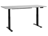 Electrically Adjustable Desk Grey Tabletop Black Steel Frame 180 x 80 cm Sit and Stand Square Feet Modern Design Beliani