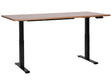 Electrically Adjustable Desk Dark Wood Tabletop Black Steel Frame 180 x 80 cm Sit and Stand Square Feet Modern Design Beliani