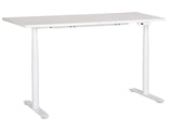 Electrically Adjustable Desk White Tabletop White Steel Frame 160 x 72 cm Sit and Stand Round Feet Modern Design  Beliani