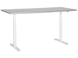 Electrically Adjustable Desk Grey Tabletop White Steel Frame 180 x 80 cm Sit and Stand Round Feet Modern Design Beliani