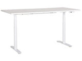 Electrically Adjustable Desk White Tabletop White Steel Frame 180 x 80 cm Sit and Stand Round Feet Modern Design Beliani