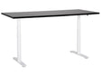 Electrically Adjustable Desk Black Tabletop White Steel Frame 180 x 80 cm Sit and Stand Round Feet Modern Design Beliani