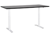 Electrically Adjustable Desk Black Tabletop White Steel Frame 180 x 80 cm Sit and Stand Round Feet Modern Design Beliani