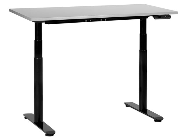 Electrically Adjustable Desk Grey Tabletop Black Steel Frame 120 x 72 cm Sit and Stand Round Feet Modern Design  Beliani