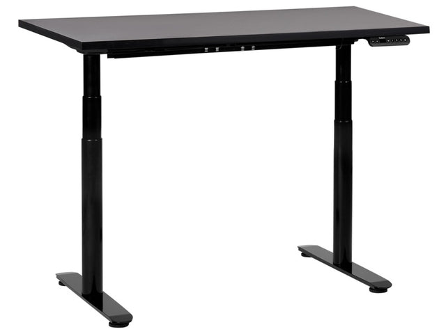 Electrically Adjustable Desk Black Tabletop Black Steel Frame 120 x 72 cm Sit and Stand Round Feet Modern Design  Beliani