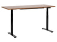 Electrically Adjustable Desk Dark Wood Tabletop Black Steel Frame 160 x 72 cm Sit and Stand Round Feet Modern Design  Beliani