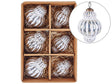 Set of 6 Christmas Baubles Silver Glass Hanging Distressed  Xmas Tree Handmade  Balls Holiday Decor Beliani