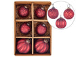 Set of 6 Christmas Baubles Red Glass Hanging Xmas Tree Handmade  Balls Holiday Decor Beliani