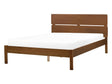 Bed Light Rubber Wood EU Double Size 4ft6 with Headboard Slatted Base Minimalistic Rustic Style Beliani