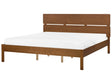 Bed Light Rubber Wood EU Super King Size 6ft with Headboard Slatted Base Minimalistic Rustic Style Beliani