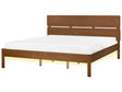 Bed Light Rubber Wood EU Super King Size 6ft with Headboard LED Light Slatted Base Minimalistic Rustic Style Beliani