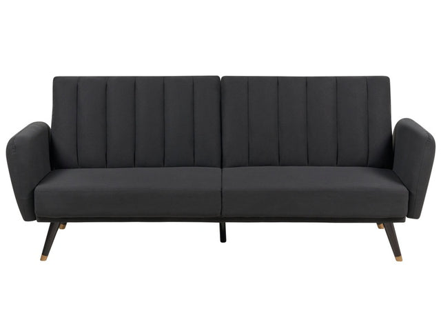 Sofa Bed Black Fabric Upholstered Sleeper Convertible Elegant Glam Modern Living Room Bedroom Beliani