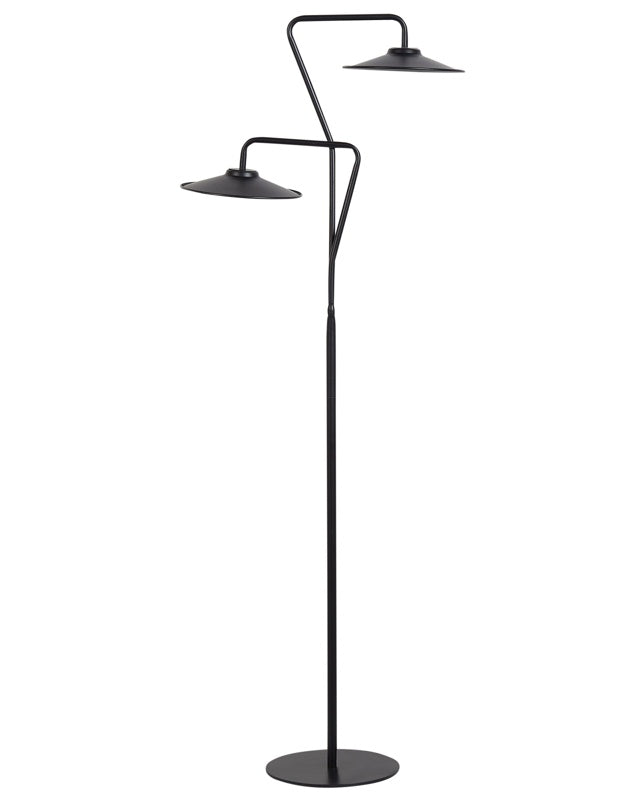 2 Light Floor LED Lamp Black 140 cm Warm Light Living Room Bedroom Office Study Modern Lighting Beliani